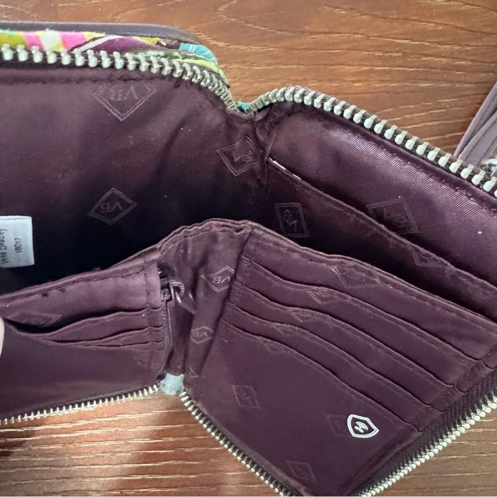 Vera Bradley Quilted Multicolor Wallet Wristlet Plum Burgundy Pink Green - Picture 11 of 14